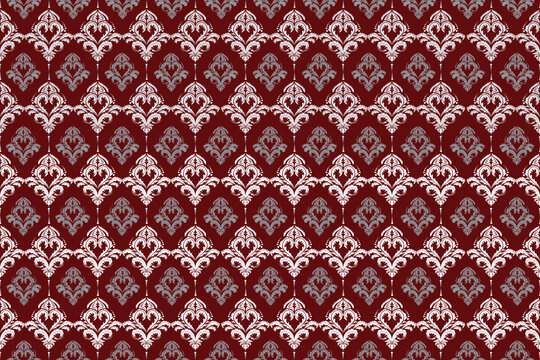 seamless pattern with red flowers A seamless red tone pattern background featuring elegant decorative motifs. The rich and bold red palette adds a sense of warmth, sophistication, 