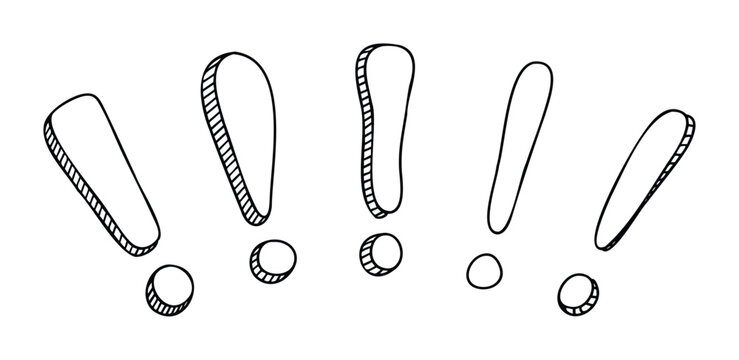 Hand drawn doodle exclamation marks perfect for creating urgent attention grabbing messages or emphasizing important information in various graphic design projects and digital communications