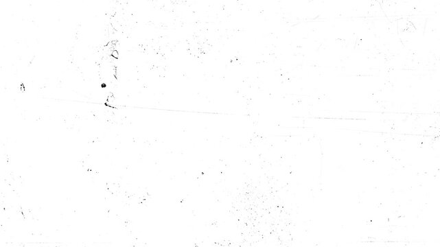 White Grunge Texture Background with Black Scratches and Dust Noise Overlay.Animated white grunge background with black scratches, dust, and grit. Vintage film grain texture loop suitable 
