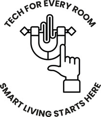 A hand pointing to a magnet on a white background