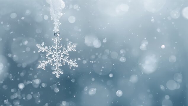 Close-up of a snowflake in a blizzard, emphasizing the intricate ice crystal structure during a winter storm - Powered by Adobe