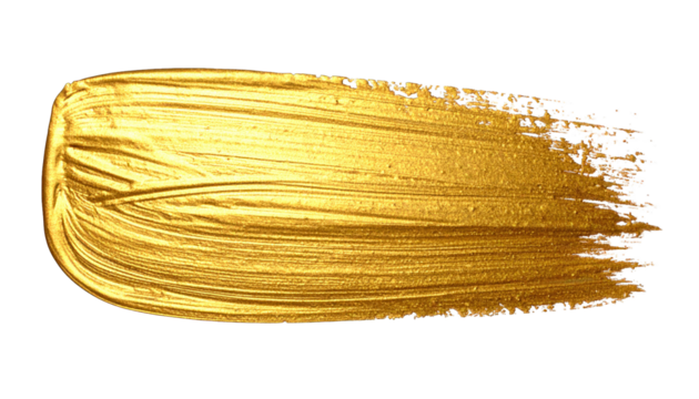A golden brushstroke, thick with texture, isolated against a transparent background - Powered by Adobe