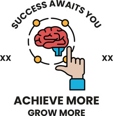 A brain with a pointer on it and the words 