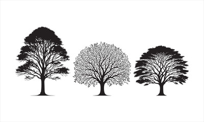 Obraz premium Collection of Tree silhouettes. Tree illustration silhouettes on white background.