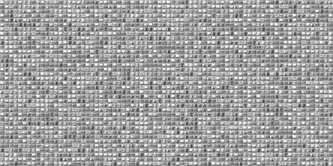 Glass square tiles seamless pattern. Reflective silver mosaic with shiny highlights and smooth beveled texture creating modern abstract grid. Transparent surface vector illustration.