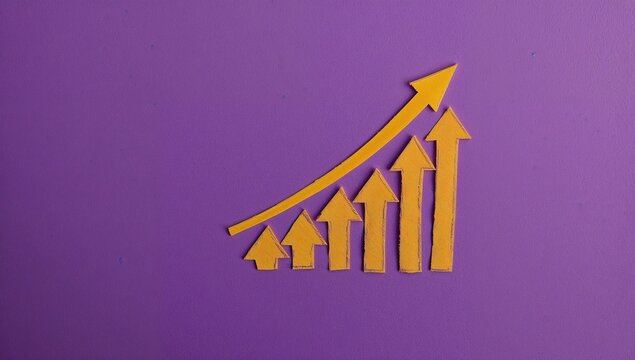 Graph paper with yellow arrows on purple background used for layout design, editorial header background