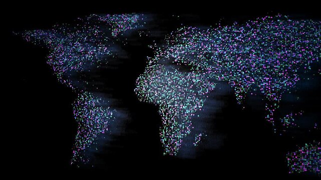 Dazzling City Lights Glowing Across Animated Global World Map Overlay