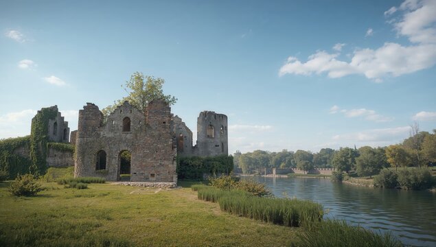 Ruined buildings within a fortress site, emphasizing historical preservation challenges