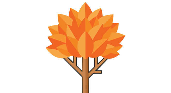 Stylized fall tree icon representing autumn foliage with simplistic design elements isolated on a clean white background making it versatile for
