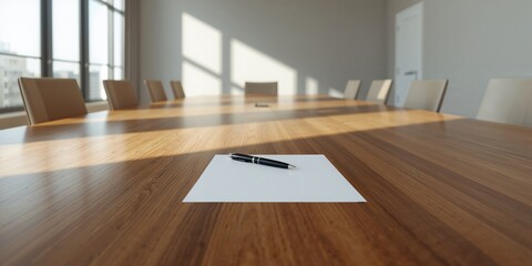 White paper with pen on desk used for note-taking, focused on organization and planning