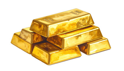 Close-up view of a small stack of golden bars with light reflections