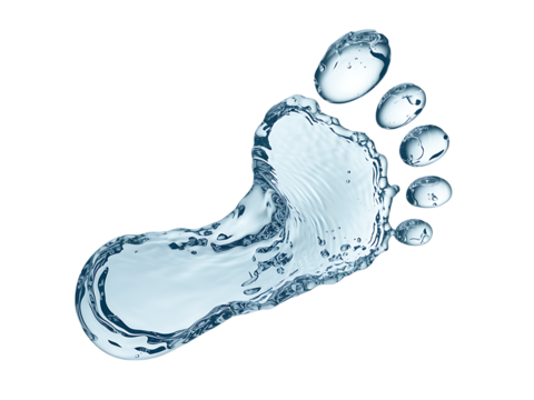 Water Footprint Splash Illustration with Liquid Shape