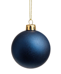 blue christmas ball hanging isolated on white or transparent png
