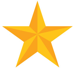  Golden star symbol isolated on white background, a shiny 3D icon for Christmas decoration or award illustration