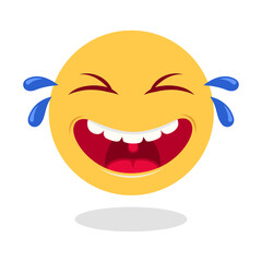 yellow funny laughing emoticon vector
