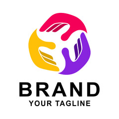 abstract helping hand logo vector
