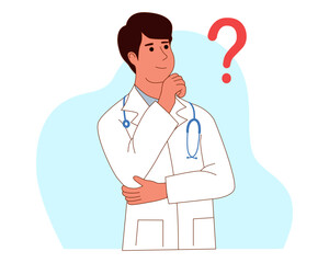 vector illustration of a doctor thinking or asking a question vector