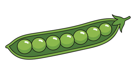Illustration of green peas in a pod on white backdrop showcasing healthy eating habits and vegan lifestyle representation vector drawing