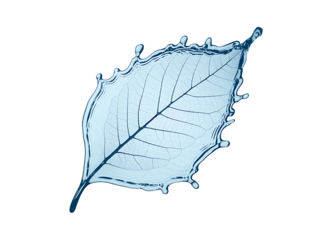 Water Leaf Splash Illustration with Liquid Veins