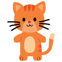 Cute Cartoon Orange Cat Character with Friendly Expression Ideal for Kids' Decor and Illustrations