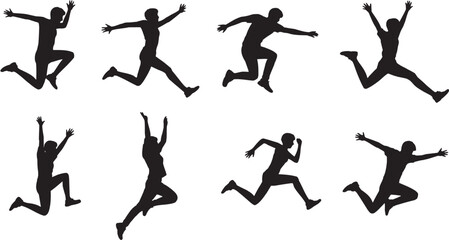 Athletic Poses Icon in Silhouette Style. A dynamic illustration of people in athletic and dance movements