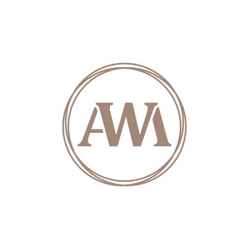 Elegant AWA monogram logo. Classic serif letters A and W intertwined inside a circular frame. A sophisticated and minimalist design for branding and identity