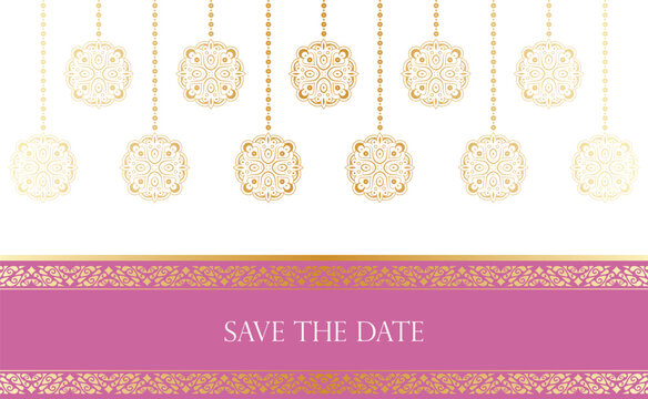 Elegant Golden Ornament on Pink Backdrop Save The Date Invitation