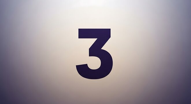 Number Three Sign on Light Background for Countdown Timer or Stage Display