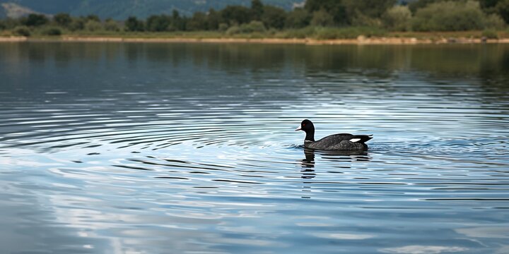 A coot on a lake in Clarens, Free State, challenging visitors with its assertive behavior