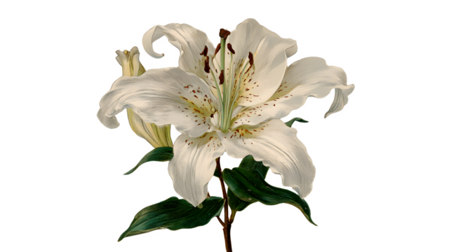 White Lily Bloom isolated on transparent background - Powered by Adobe