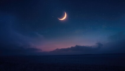 A luminous crescent moon in a night sky used as a background for celestial-themed layout, World Space Day