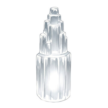 Watercolor Illustration of a Clear Scapolite Gemstone, Isolated on White Background, High-Quality Clipart