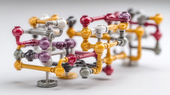Group of pipes interconnected to represent systems and efficiency in industrial and business implementation frameworks