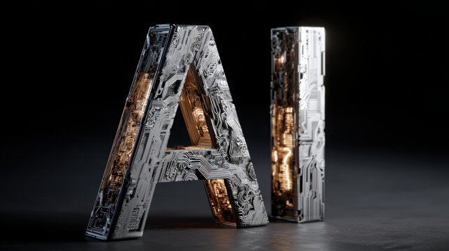 Artistic representation of a letter constructed from a circuit board symbolizing technology and innovation in design