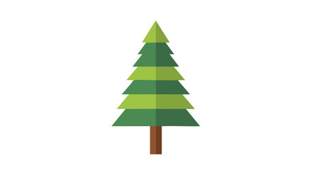 Fototapeta premium Stylized Evergreen Tree Illustration for Holiday Decorations or Nature Graphics with Simple Design Tree with Conical Shape and Geometric Layers
