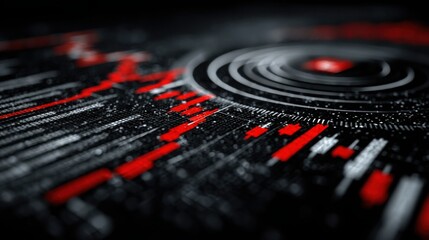 Red and black background signifying alertness in ai multi-asset crisis detector icon concept representing urgency