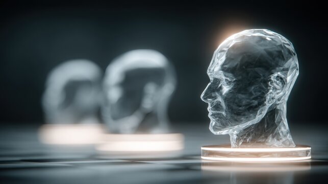 Conceptual ai organizational development framework roadmap featuring a human head on a table for strategic planning insights