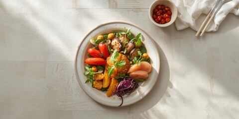 A plate of delicious ingredients ready for preparation, emphasizing food safety and hygiene practices