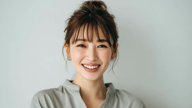 明るく親しみやすい日本人女性の笑顔