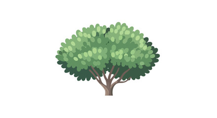 Illustration of a tree with a dense canopy, isolated on a bright background showcasing stylized leaves and a sturdy trunk enhancing its visual appeal