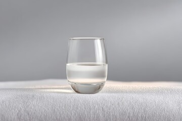 Refreshing glass of water sitting on a bedside table in a serene bedroom setting during morning hours. Dry January
