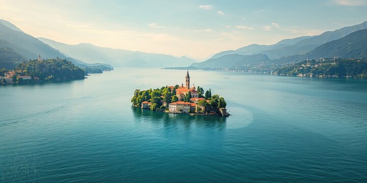 Isola Bella and Isola dei Pescatori on Lake Maggiore in Piedmont with water views, landscape, travel scene, ideal for vacation planning