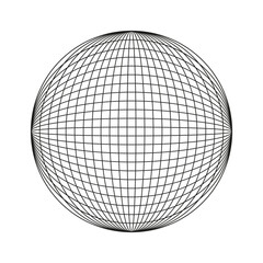 Wireframe sphere grid. Abstract geometric shape. Mesh Vector structure. Globe digital design.