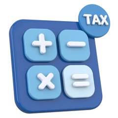 Obraz premium 3D Tax Icon Illustration with Calculator and Finance Elements.