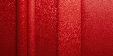 Close up of red leather samples with textured weave pattern, used in interior upholstery, emphasizing material durability