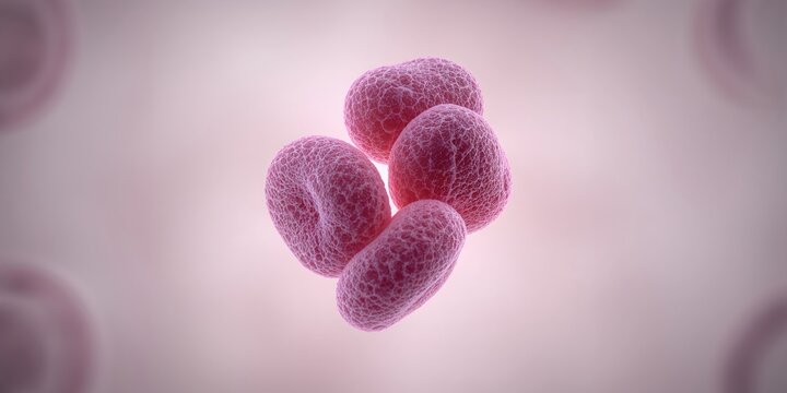 Blood cancer, microscopic view of Acute Myeloblastic Leukemia affecting white blood cells, medical research day