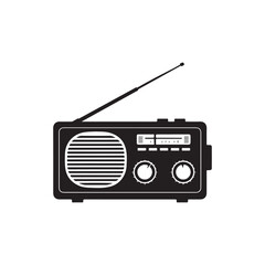 Vintage radio silhouette icon vector flat design