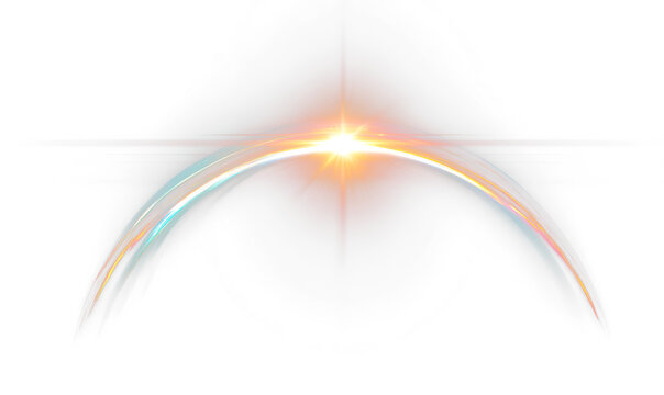Vibrant Arc Glow with Lens Flare and Overlay Elements Isolate on Transparent Background, cutout, png