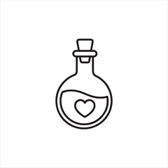 Love elixir potion bottle icon black vector art