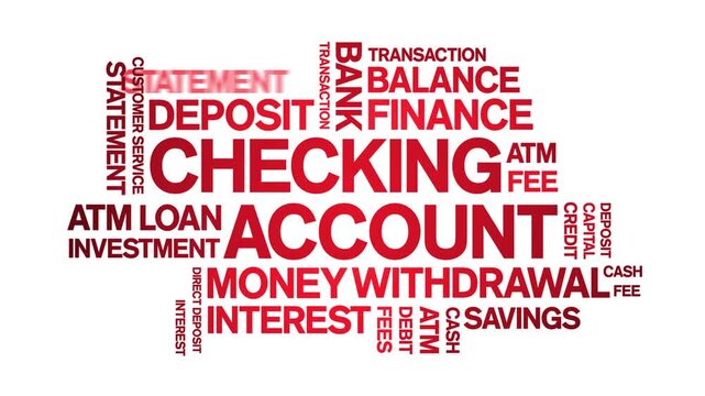 Checking Account animated word cloud-text design animation tag kinetic typography seamless loop.